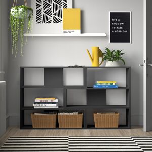 Hashtag Home Amandine Modern Freestanding Corner and Wall-Mounted Bookcase with 3-Tier Display Shelves Antracite 89cm H X 157.5cm W X 30cm D