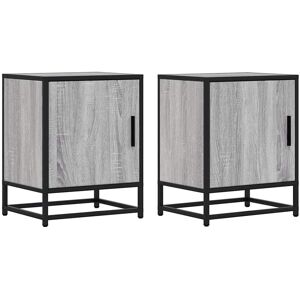Union Rustic Bedside Cabinets 2 Pcs 40X31x50 Cm Engineered Wood And Metal Grey Sonoma 50cm H X 40cm W X 31cm D