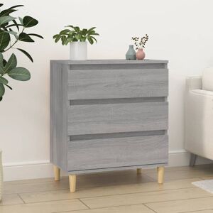 George Oliver Caraban 3 Drawer Bedside Table Grey/Oak 70cm H X 60cm W X 35cm D