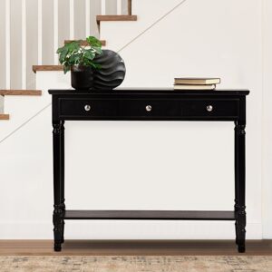 Three Posts 3 Drawer Console Table for Hallway & Living Room Furniture, Slim Entry Hall Table Cabinet Black 81 H x 100 W x 24 D cm