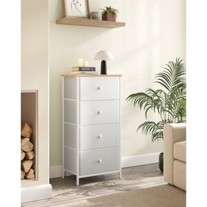 Borough Wharf Chest Of Drawers Bedroom, Drawer Storage Unit, Dresser With 4 Fabric Drawers, Metal Frame, Tall And Slim, For Closet White/Oak