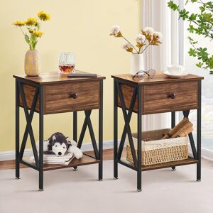 Borough Wharf NS Bedside Table Storage Bedroom Nightstand Wooden Side Table w/ Drawer Brown 55cm H