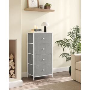 Borough Wharf Chest Of Drawers Bedroom, Drawer Storage Unit, Dresser With 4 Fabric Drawers, Metal Frame, Tall And Slim, For Closet Dove Grey/White