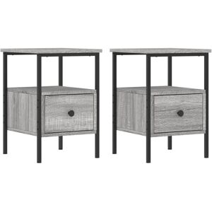 Borough Wharf Montclaire Bedside Cabinets 2 pcs 34x36x50 cm Engineered Wood Grey Sonoma 50cm H X 34cm W X 36cm D