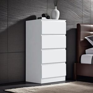 Zipcode Design Carlton 4 Drawer Tallboy Chest Of Drawers. 40cm Wide. Matt Finish. Scratch Resistant. Modern No Handle Design. White 99cm H X 40cm W X 40cm D