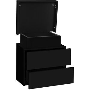 17 Stories Micke 2 Drawer Bedside Table Black 52cm H X 45cm W X 35cm D