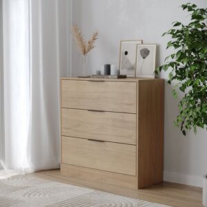17 Stories 80cm Chest of 3 Drawers Compact Storage Bedside Cabinet White 80.5cm H X 80cm W X 35cm D