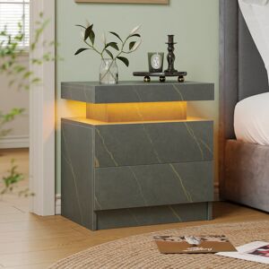 Metro Led Bedside Table With Drawers Grey Gold 53cm H X 49cm W X 34cm D