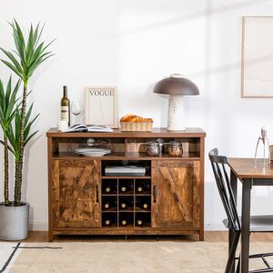 Brambly Cottage Buffet Storage Cabinet Farmhouse Sideboard W/9-Bottle Wine Rack-Coffee Coffee 80.5cm H X 115cm W X 40cm D