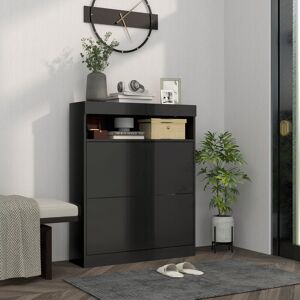 Latitude Run 16 Pair Shoe Storage Cabinet Black 16
