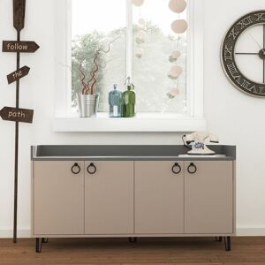 Latitude Run Brompton 140 Cm Wide Sideboard Modern Storage Cabinet with Hairpin Legs Light Mocha/Anthracite 80cm H X 140cm W X 36cm D