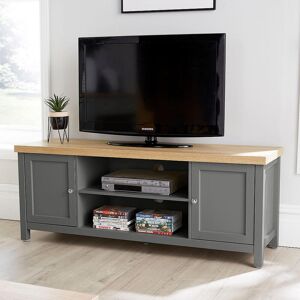 Brambly Cottage Spraggins 2 Door 36mm Thick Top Wide TV Stand Shelf Unit Graphite/Oak 50