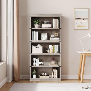 Alpen Home 3/5 Tier Bookcase, Freestanding Wooden Bookshelf Storage Organizer Display Shelf, Bookcase Shelving Unit for Display of Books & Home Decor Grey (5 Shelves) 171.2
