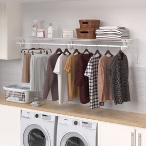 SuperSlide Closet Wardrobe System Utility Shelf with Hang Rail by ClosetMaid White 13.3cm H x 182.9cm W x 30.5cm D