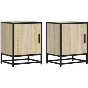 Union Rustic Bedside Cabinets 2 Pcs 40X31x50 Cm Engineered Wood And Metal Sonoma Oak 50cm H X 40cm W X 31cm D