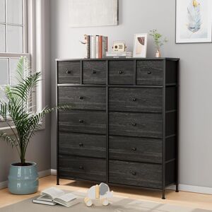 Borough Wharf Chest Of Drawers, Dressing Table Cabinet, Storage Cabinet, 12 Fabric Drawers, Metal Frame, Industrial Style, For Living Room, Hallway, Bedroom (black) Black 111cm H X 30cm W X 41.6cm D