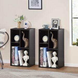 17 Stories Lyonna 2-Tier 3-Cube Open Bookcase, Small Bookshelf with Shelf, Storage Organizer for Home Office, Living Room (Set of 2) Black 54.2cm H X 30cm W X 24cm D