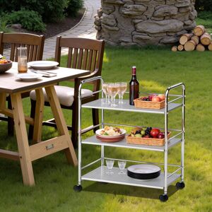 Rebrilliant 3 Tier Rolling Bar Cart Stainless Steel Kitchen Island Serving Trolley With Lockable Wheels Silver 76cm H X 60cm W X 33.5cm D
