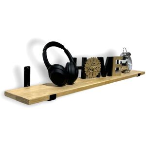 Borough Wharf Oak Wooden Shelf Wall-Mounted Floating Rustic, 22Mm With UP Brackets Oak Wood 2.2cm H x 140cm W x 14.5cm D