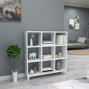 Norden Home 9 Cube Square Bookcase With Legs Cabinet Storage Shelving Display Wood Shelf White 100.3cm H X 88.2cm W X 20cm D