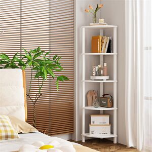 17 Stories Corner shelf, standing shelf, bookcase with 5 levels, ladder shelf, storage shelf, plant shelf for kitchen, living room, industrial design, white White 130cm H X 30cm W X 30cm D