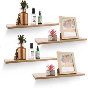 17 Stories 4 Pack Floating Shelves, 40Cm Shelves For Wall, Rustic Wooden Wall Shelves Book Shelves For Office, Bedroom, Living Room And Kitchen Display Storage Brown 15cm H X 40cm W X 2cm D