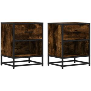 Borough Wharf Bedside Cabinets 2 Pcs Smoked Oak 40X31x50 Cm Engineered Wood Smoked Oak 50cm H X 40cm W X 31cm D