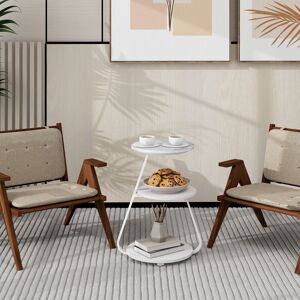 17 Stories LED Light, Bedside Table End Table With 3 Shelf, 34cm Desktop Side Table White 60.5cm H X 43cm W X 36cm D