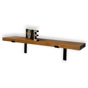 Brambly Cottage Industrial Scaffold Board Wall Shelf Down Lipped Metal Brackets Included For Bedroom Tudor Oak 4.5cm H x 80cm W x 22cm D