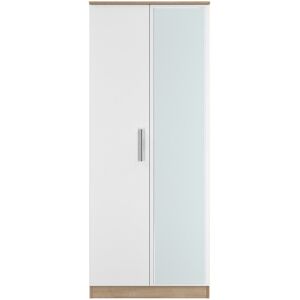 Welcome Furniture Fully Assembled Contrast 2 Door Wardrobe White/Oak 127cm H X 77cm W X 53.5cm D