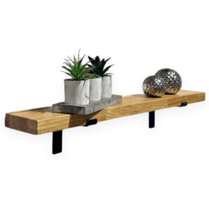Borough Wharf Oak Wooden Shelf Wall-Mounted Floating Rustic, 40Mm With Down Brackets Oak Wood 4 cm H x 120 cm W x 14.5 cm D
