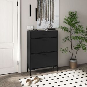 Latitude Run 12 Pair Shoe Storage Cabinet Black 12