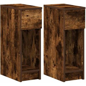 17 Stories Vidaxl bedside tables with drawer. 2 pieces 20 x 36 x 60cm Smoked Oak 60cm H X 20cm W X 36cm D