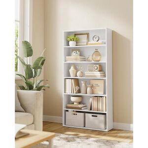 17 Stories Bookcase, 6-Tier Bookshelf, Open Storage Shelf, Shelving Unit, 24 X 80 X 160.7 Cm, For Living Room, Home Office, Dinning Room, Cloud White White 160.7cm H X 80cm W X 24cm D
