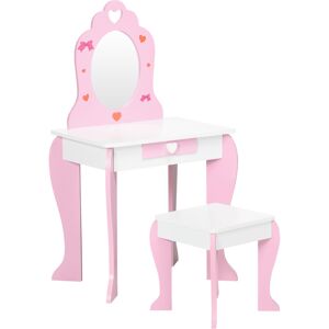 Zoomie Kids Rikwin Kids Dressing Table with Mirror White;Pink 89.5cm H X 50cm W X 36.5cm D