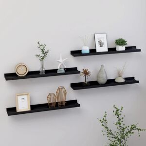 17 Stories Gracelinn 4 Piece Floating Shelf Black 3cm H x 60cm W x 9cm D
