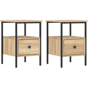 Borough Wharf Montclaire Bedside Cabinets 2 pcs 34x36x50 cm Engineered Wood Sonoma Oak 50cm H X 34cm W X 36cm D