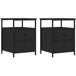Borough Wharf Elsinore 2 Drawer Bedside Table Black 60cm H X 44cm W X 45cm D