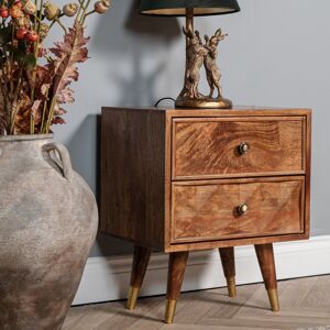 Alpen Home Reubens 2 Drawer Bedside Table Brown 55cm H X 45cm W X 35cm D