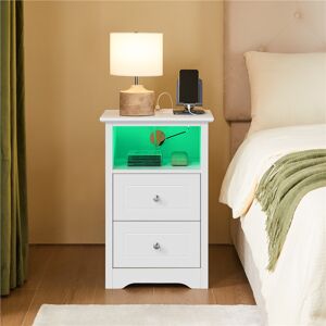 Yaheetech 2 Drawer Bedside Table White 60cm H X 40cm W X 35cm D