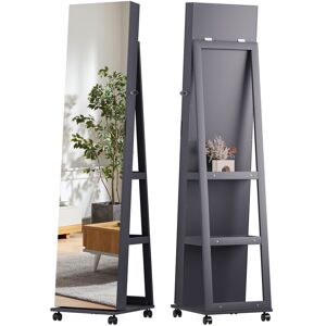 Ebern Designs 360° Swivel Freestanding Jewelly Cabinet Grey 163cm H X 38cm W X 40cm D
