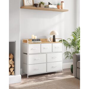 Borough Wharf Chest Of Drawers, Bedroom Cabinet, 7 Fabric Drawers With Handles, Metal Frame Cloud White/Oak
