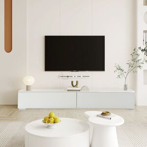 17 Stories Modern TV Stand, Floating TV Stand Or Floor Standing TV Cabinet, Wooden TV Cabinet With Storage, TV Unit For Living Room (White,) White 180cm