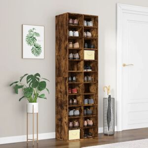 Ebern Designs vidaXL Shoe Cabinet 54 x 34 x 183 cm Engineered Wood Smoked Oak 22