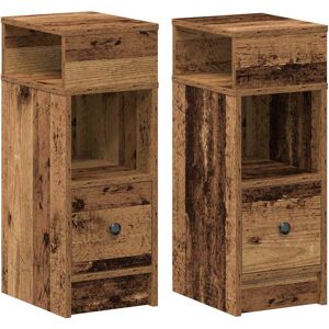 Alpen Home Bedside Cabinets 2 Pcs With Drawer 25X31x66 Cm Old Wood 66cm H X 25cm W X 31cm D