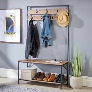 Borough Wharf Airik Hall Tree 100cm Wide Shoe Storage Entryway Bench Brown 170cm H X 100cm W X 40cm D
