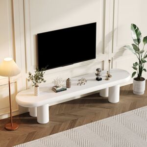Metro Modern White Tv Stand With Rounded Edges - Slim Media Unit For Up To 65