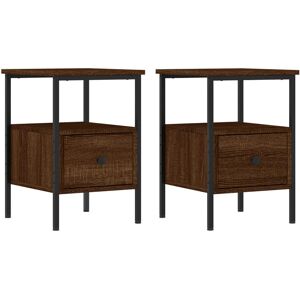 Borough Wharf Montclaire Bedside Cabinets 2 pcs 34x36x50 cm Engineered Wood Brown Oak 50cm H X 34cm W X 36cm D