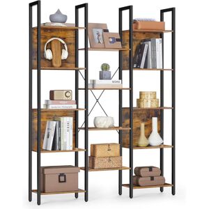 Borough Wharf Bookcase, Bookshelf With 14 Shelves, Metal Frame, Shelf Unit For Living Room, Home Office, Industrial Style, 24 X 128 X 166 Cm, Rustic Brown Brown 166cm H X 128cm W X 24cm D