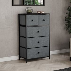 17 Stories Chorley 5 Drawer Fabric Drawer Chest UKFR Certified Grey/Black 93.2cm H X 56cm W X 29.8cm D
